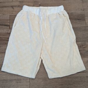 $555 Mens AMBUSH Monogram Velvet Cotton Blend Logo Sweat Shorts White Small